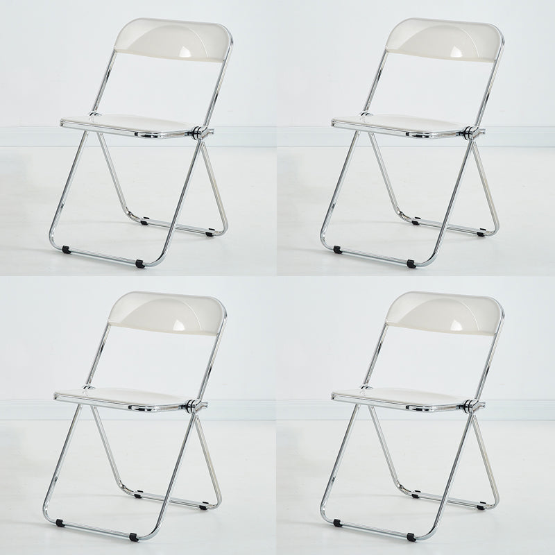 Modern Indoor-Outdoor Chair Home Metal Side Chair Folding Open Back Dining Side Chair Off-White 4 Piece Set Clearhalo ' kitchen&dining_furn' 'Dining Chairs' 'Dining Tables & Seating' 'dining_chair' 'furn' 'furn_dining_chair' 'Furniture' 'furniture_dining_chair' 'Kitchen & Dining Furniture' 'kitchen' 3999191