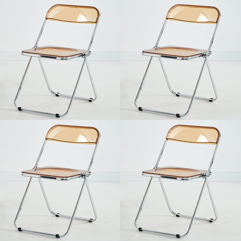 Modern Indoor-Outdoor Chair Home Metal Side Chair Folding Open Back Dining Side Chair Tan 4 Piece Set Clearhalo ' kitchen&dining_furn' 'Dining Chairs' 'Dining Tables & Seating' 'dining_chair' 'furn' 'furn_dining_chair' 'Furniture' 'furniture_dining_chair' 'Kitchen & Dining Furniture' 'kitchen' 3999194