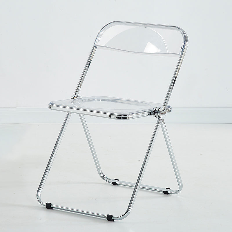 Modern Indoor-Outdoor Chair Home Metal Side Chair Folding Open Back Dining Side Chair Clear 1 Piece Clearhalo ' kitchen&dining_furn' 'Dining Chairs' 'Dining Tables & Seating' 'dining_chair' 'furn' 'furn_dining_chair' 'Furniture' 'furniture_dining_chair' 'Kitchen & Dining Furniture' 'kitchen' 3999195