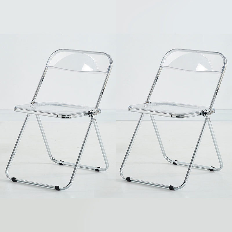 Modern Indoor-Outdoor Chair Home Metal Side Chair Folding Open Back Dining Side Chair Clear 2 Piece Set Clearhalo ' kitchen&dining_furn' 'Dining Chairs' 'Dining Tables & Seating' 'dining_chair' 'furn' 'furn_dining_chair' 'Furniture' 'furniture_dining_chair' 'Kitchen & Dining Furniture' 'kitchen' 3999196