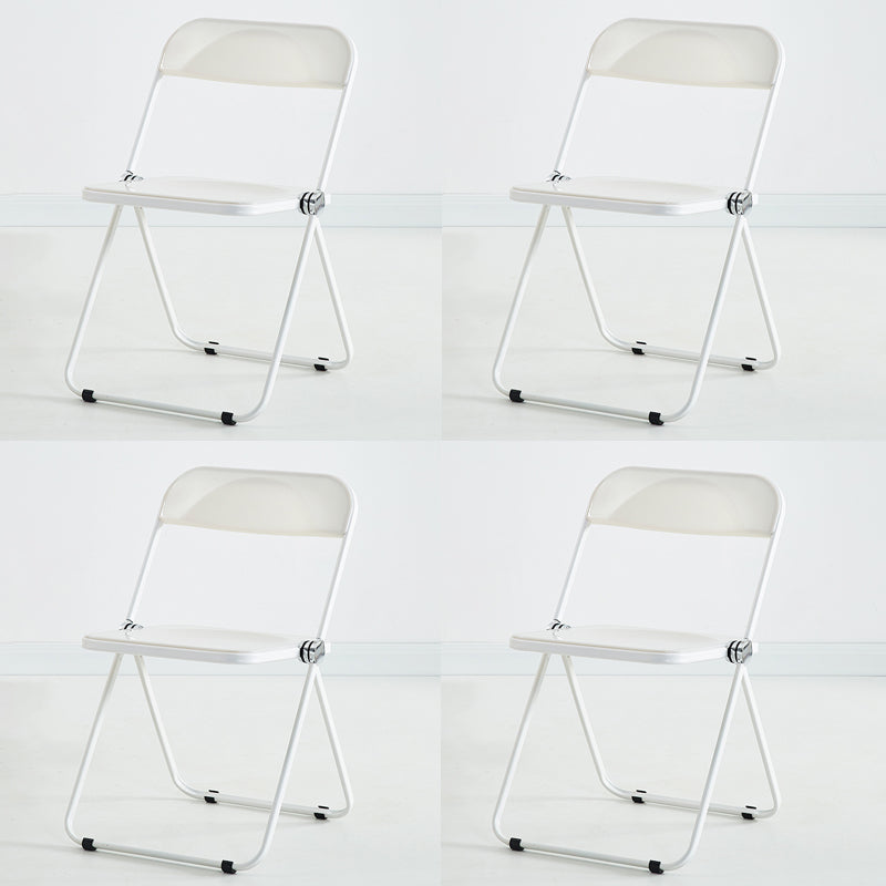 Modern Indoor-Outdoor Chair Home Metal Side Chair Folding Open Back Dining Side Chair White 4 Piece Set Clearhalo ' kitchen&dining_furn' 'Dining Chairs' 'Dining Tables & Seating' 'dining_chair' 'furn' 'furn_dining_chair' 'Furniture' 'furniture_dining_chair' 'Kitchen & Dining Furniture' 'kitchen' 3999200