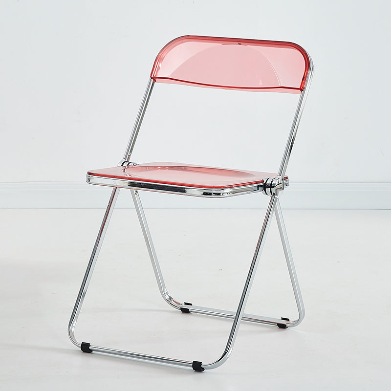 Modern Indoor-Outdoor Chair Home Metal Side Chair Folding Open Back Dining Side Chair Watermelon Red 1 Piece Clearhalo ' kitchen&dining_furn' 'Dining Chairs' 'Dining Tables & Seating' 'dining_chair' 'furn' 'furn_dining_chair' 'Furniture' 'furniture_dining_chair' 'Kitchen & Dining Furniture' 'kitchen' 3999201