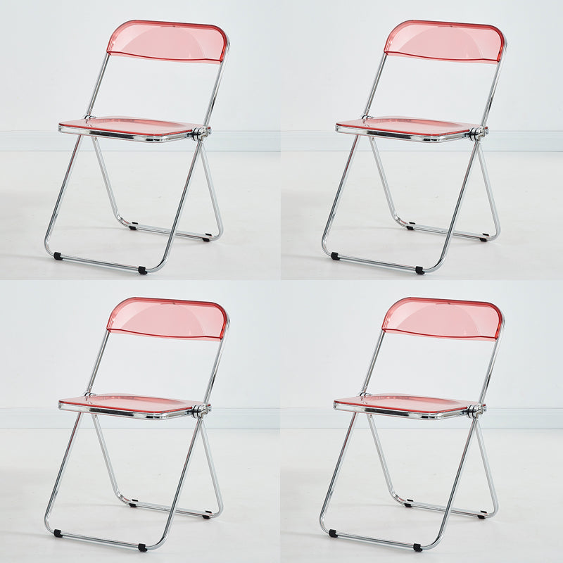 Modern Indoor-Outdoor Chair Home Metal Side Chair Folding Open Back Dining Side Chair Watermelon Red 4 Piece Set Clearhalo ' kitchen&dining_furn' 'Dining Chairs' 'Dining Tables & Seating' 'dining_chair' 'furn' 'furn_dining_chair' 'Furniture' 'furniture_dining_chair' 'Kitchen & Dining Furniture' 'kitchen' 3999203