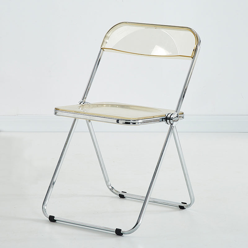 Modern Indoor-Outdoor Chair Home Metal Side Chair Folding Open Back Dining Side Chair Amber 1 Piece Clearhalo ' kitchen&dining_furn' 'Dining Chairs' 'Dining Tables & Seating' 'dining_chair' 'furn' 'furn_dining_chair' 'Furniture' 'furniture_dining_chair' 'Kitchen & Dining Furniture' 'kitchen' 3999204