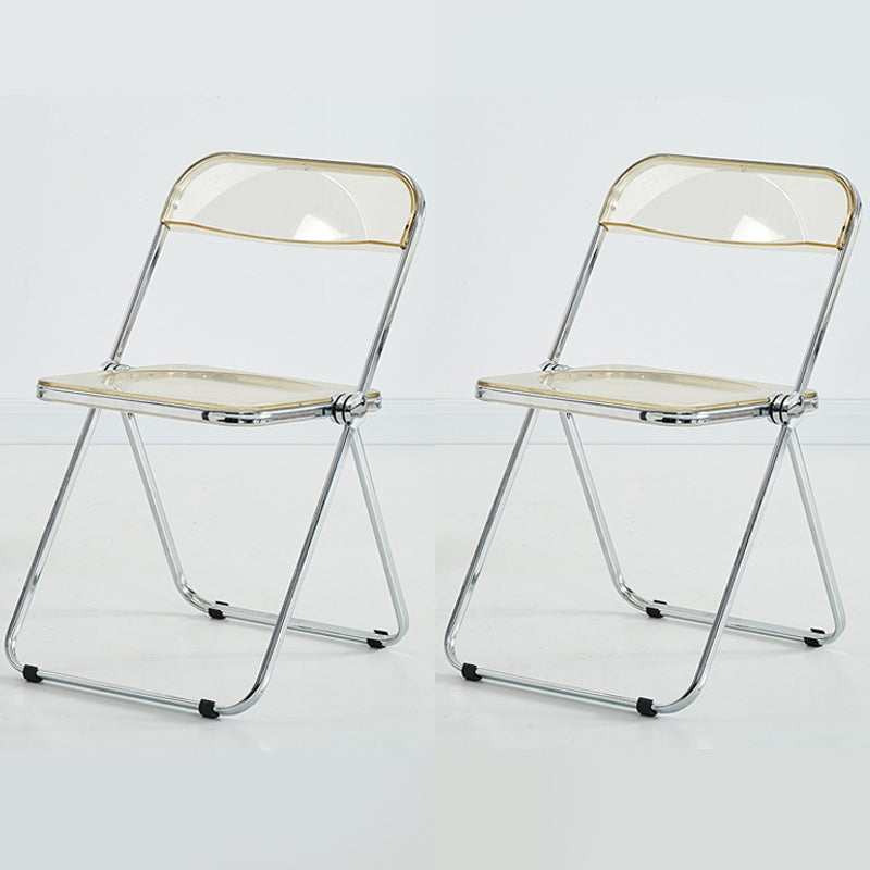 Modern Indoor-Outdoor Chair Home Metal Side Chair Folding Open Back Dining Side Chair Amber 2 Piece Set Clearhalo ' kitchen&dining_furn' 'Dining Chairs' 'Dining Tables & Seating' 'dining_chair' 'furn' 'furn_dining_chair' 'Furniture' 'furniture_dining_chair' 'Kitchen & Dining Furniture' 'kitchen' 3999205