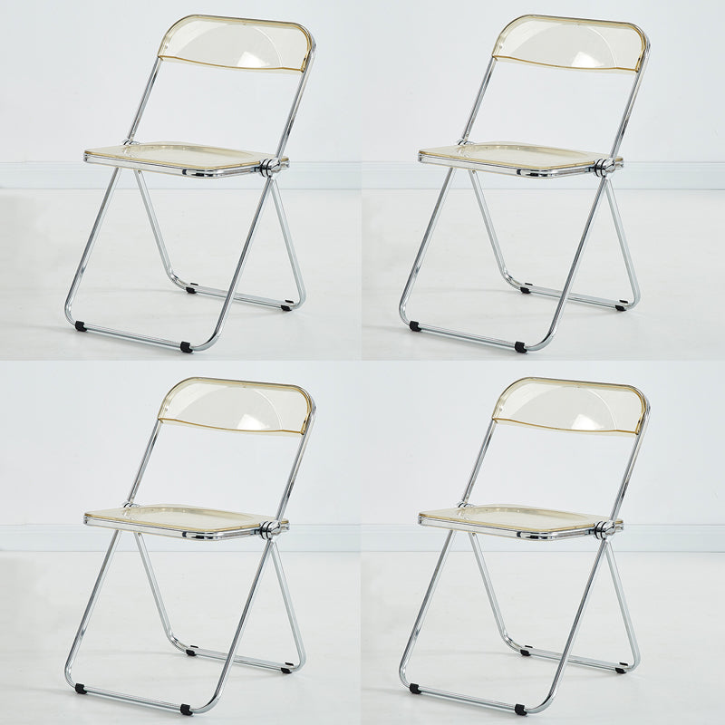 Modern Indoor-Outdoor Chair Home Metal Side Chair Folding Open Back Dining Side Chair Amber 4 Piece Set Clearhalo ' kitchen&dining_furn' 'Dining Chairs' 'Dining Tables & Seating' 'dining_chair' 'furn' 'furn_dining_chair' 'Furniture' 'furniture_dining_chair' 'Kitchen & Dining Furniture' 'kitchen' 3999206