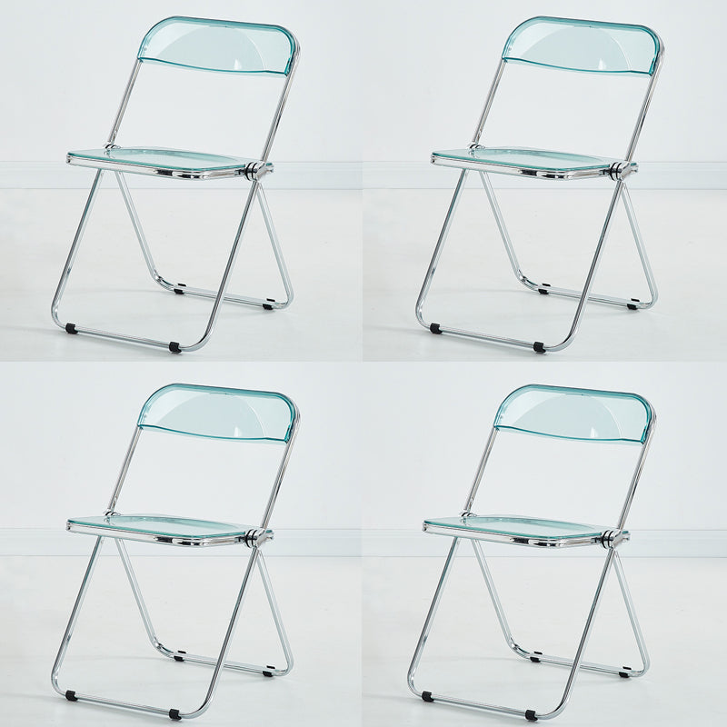 Modern Indoor-Outdoor Chair Home Metal Side Chair Folding Open Back Dining Side Chair Green 4 Piece Set Clearhalo ' kitchen&dining_furn' 'Dining Chairs' 'Dining Tables & Seating' 'dining_chair' 'furn' 'furn_dining_chair' 'Furniture' 'furniture_dining_chair' 'Kitchen & Dining Furniture' 'kitchen' 3999209