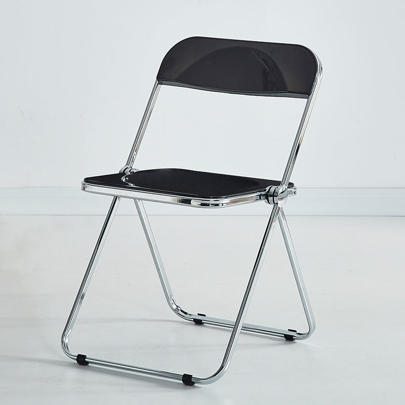 Modern Indoor-Outdoor Chair Home Metal Side Chair Folding Open Back Dining Side Chair Gloss Black 1 Piece Clearhalo ' kitchen&dining_furn' 'Dining Chairs' 'Dining Tables & Seating' 'dining_chair' 'furn' 'furn_dining_chair' 'Furniture' 'furniture_dining_chair' 'Kitchen & Dining Furniture' 'kitchen' 3999210