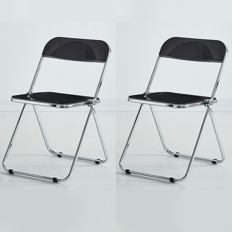 Modern Indoor-Outdoor Chair Home Metal Side Chair Folding Open Back Dining Side Chair Gloss Black 2 Piece Set Clearhalo ' kitchen&dining_furn' 'Dining Chairs' 'Dining Tables & Seating' 'dining_chair' 'furn' 'furn_dining_chair' 'Furniture' 'furniture_dining_chair' 'Kitchen & Dining Furniture' 'kitchen' 3999211