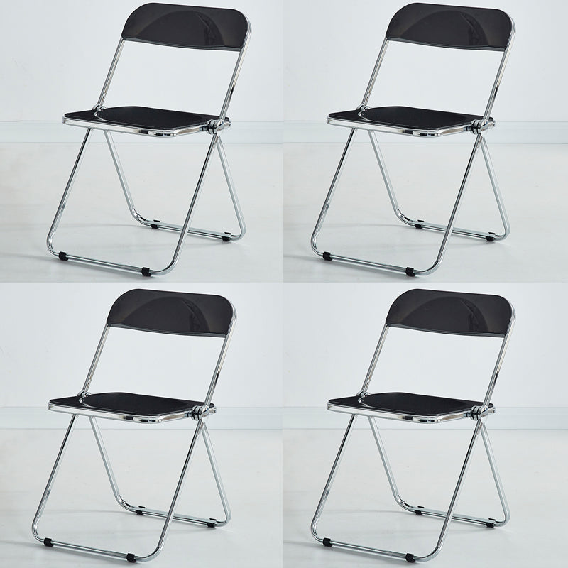 Modern Indoor-Outdoor Chair Home Metal Side Chair Folding Open Back Dining Side Chair Gloss Black 4 Piece Set Clearhalo ' kitchen&dining_furn' 'Dining Chairs' 'Dining Tables & Seating' 'dining_chair' 'furn' 'furn_dining_chair' 'Furniture' 'furniture_dining_chair' 'Kitchen & Dining Furniture' 'kitchen' 3999212