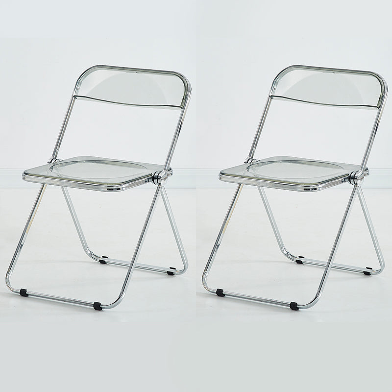 Modern Indoor-Outdoor Chair Home Metal Side Chair Folding Open Back Dining Side Chair Smoke Gray 2 Piece Set Clearhalo ' kitchen&dining_furn' 'Dining Chairs' 'Dining Tables & Seating' 'dining_chair' 'furn' 'furn_dining_chair' 'Furniture' 'furniture_dining_chair' 'Kitchen & Dining Furniture' 'kitchen' 3999214