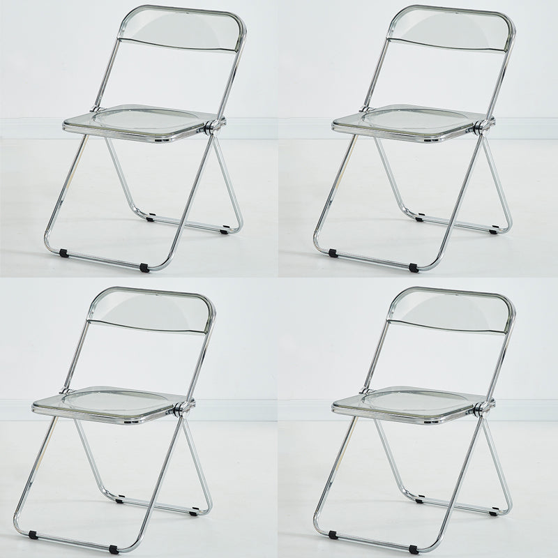 Modern Indoor-Outdoor Chair Home Metal Side Chair Folding Open Back Dining Side Chair Smoke Gray 4 Piece Set Clearhalo ' kitchen&dining_furn' 'Dining Chairs' 'Dining Tables & Seating' 'dining_chair' 'furn' 'furn_dining_chair' 'Furniture' 'furniture_dining_chair' 'Kitchen & Dining Furniture' 'kitchen' 3999215