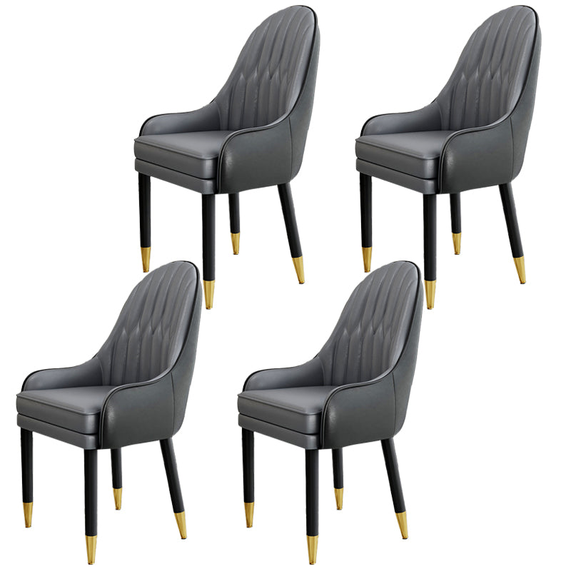 Scandinavian Style Metal Chairs Solid Back Arm Kitchen Dining Chair Set Black-Gray 4 Piece Set Clearhalo ' kitchen&dining_furn' 'Dining Chairs' 'Dining Tables & Seating' 'dining_chair' 'furn' 'furn_dining_chair' 'Furniture' 'furniture_dining_chair' 'Kitchen & Dining Furniture' 'kitchen' 3999224
