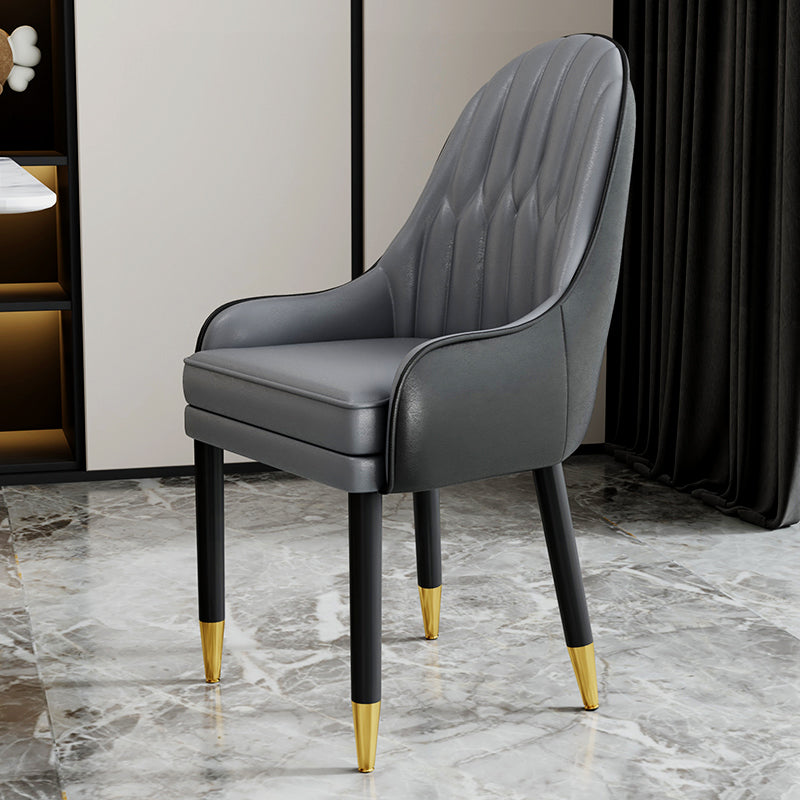 Scandinavian Style Metal Chairs Solid Back Arm Kitchen Dining Chair Set Black-Gray 1 Piece Clearhalo ' kitchen&dining_furn' 'Dining Chairs' 'Dining Tables & Seating' 'dining_chair' 'furn' 'furn_dining_chair' 'Furniture' 'furniture_dining_chair' 'Kitchen & Dining Furniture' 'kitchen' 3999225