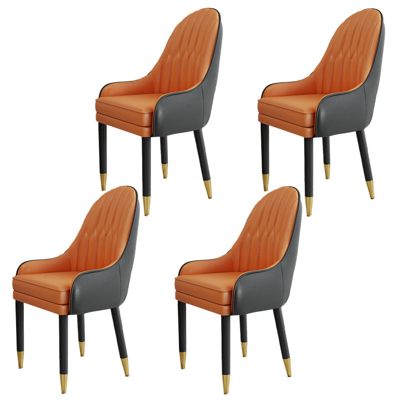 Scandinavian Style Metal Chairs Solid Back Arm Kitchen Dining Chair Set Orange Black 4 Piece Set Clearhalo ' kitchen&dining_furn' 'Dining Chairs' 'Dining Tables & Seating' 'dining_chair' 'furn' 'furn_dining_chair' 'Furniture' 'furniture_dining_chair' 'Kitchen & Dining Furniture' 'kitchen' 3999229