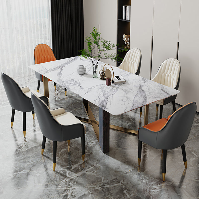 Scandinavian Style Metal Chairs Solid Back Arm Kitchen Dining Chair Set Clearhalo ' kitchen&dining_furn' 'Dining Chairs' 'Dining Tables & Seating' 'dining_chair' 'furn' 'furn_dining_chair' 'Furniture' 'furniture_dining_chair' 'Kitchen & Dining Furniture' 'kitchen' 3999230