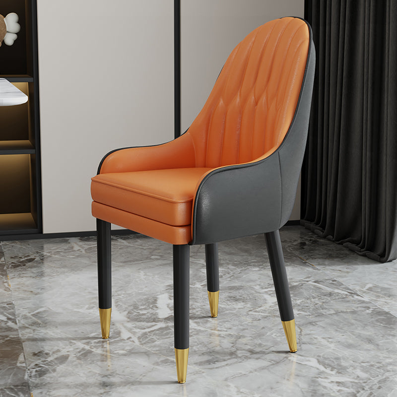 Scandinavian Style Metal Chairs Solid Back Arm Kitchen Dining Chair Set Orange Black 1 Piece Clearhalo ' kitchen&dining_furn' 'Dining Chairs' 'Dining Tables & Seating' 'dining_chair' 'furn' 'furn_dining_chair' 'Furniture' 'furniture_dining_chair' 'Kitchen & Dining Furniture' 'kitchen' 3999231