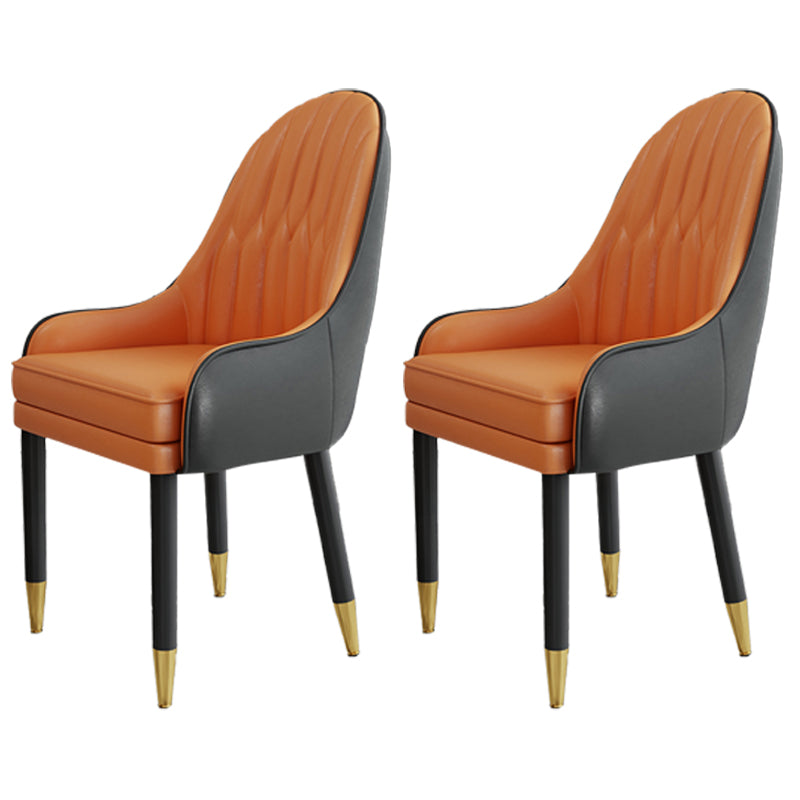 Scandinavian Style Metal Chairs Solid Back Arm Kitchen Dining Chair Set Orange Black 2 Piece Set Clearhalo ' kitchen&dining_furn' 'Dining Chairs' 'Dining Tables & Seating' 'dining_chair' 'furn' 'furn_dining_chair' 'Furniture' 'furniture_dining_chair' 'Kitchen & Dining Furniture' 'kitchen' 3999233