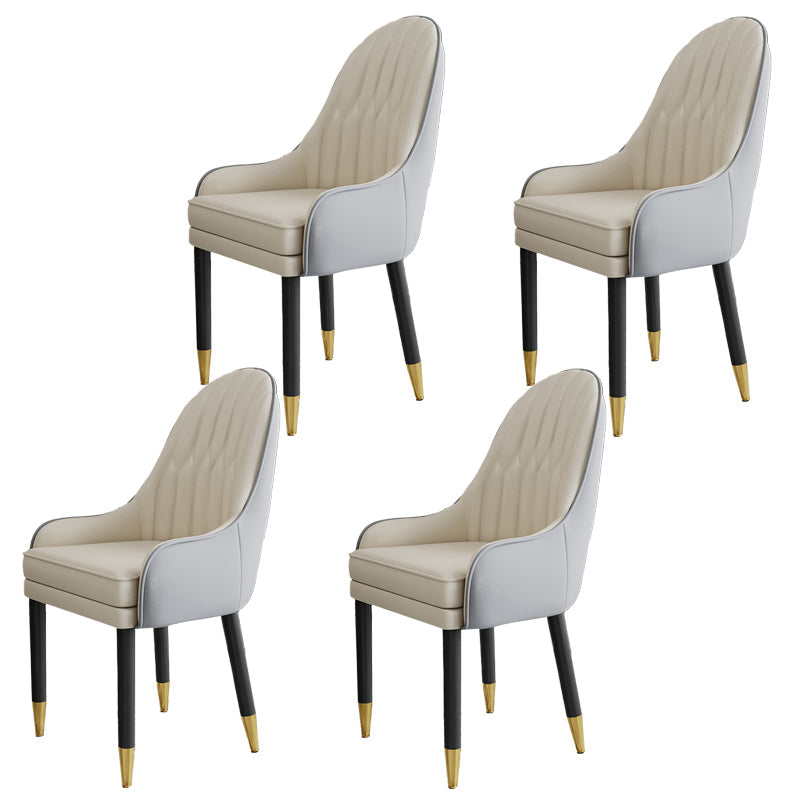 Scandinavian Style Metal Chairs Solid Back Arm Kitchen Dining Chair Set Light Gray-White 4 Piece Set Clearhalo ' kitchen&dining_furn' 'Dining Chairs' 'Dining Tables & Seating' 'dining_chair' 'furn' 'furn_dining_chair' 'Furniture' 'furniture_dining_chair' 'Kitchen & Dining Furniture' 'kitchen' 3999236