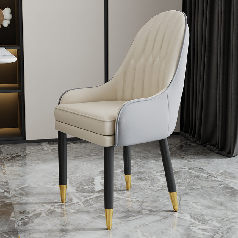 Scandinavian Style Metal Chairs Solid Back Arm Kitchen Dining Chair Set Light Gray-White 1 Piece Clearhalo ' kitchen&dining_furn' 'Dining Chairs' 'Dining Tables & Seating' 'dining_chair' 'furn' 'furn_dining_chair' 'Furniture' 'furniture_dining_chair' 'Kitchen & Dining Furniture' 'kitchen' 3999237