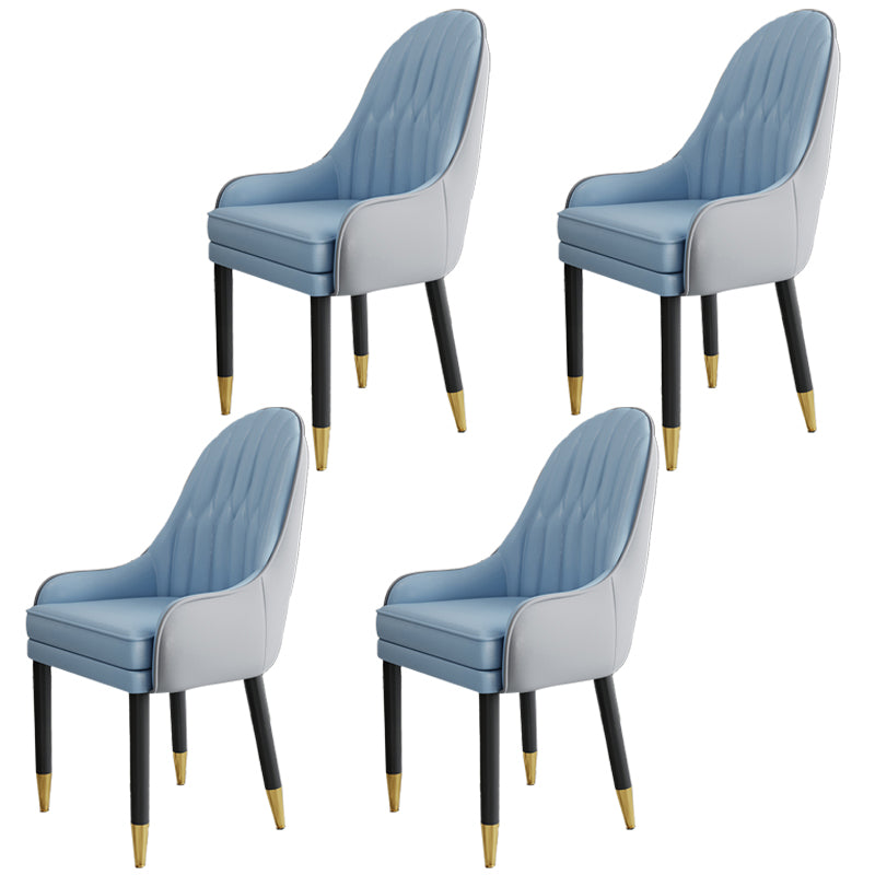 Scandinavian Style Metal Chairs Solid Back Arm Kitchen Dining Chair Set Gray-Blue 4 Piece Set Clearhalo ' kitchen&dining_furn' 'Dining Chairs' 'Dining Tables & Seating' 'dining_chair' 'furn' 'furn_dining_chair' 'Furniture' 'furniture_dining_chair' 'Kitchen & Dining Furniture' 'kitchen' 3999242