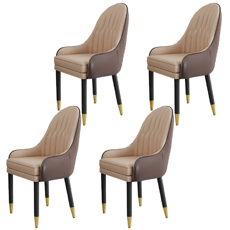 Scandinavian Style Metal Chairs Solid Back Arm Kitchen Dining Chair Set Coffee 4 Piece Set Clearhalo ' kitchen&dining_furn' 'Dining Chairs' 'Dining Tables & Seating' 'dining_chair' 'furn' 'furn_dining_chair' 'Furniture' 'furniture_dining_chair' 'Kitchen & Dining Furniture' 'kitchen' 3999245