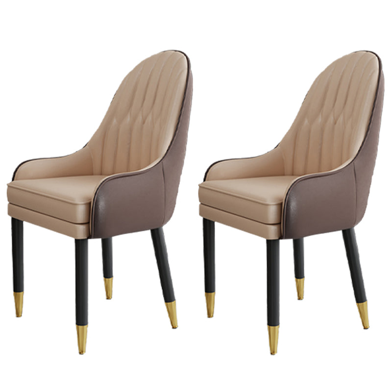 Scandinavian Style Metal Chairs Solid Back Arm Kitchen Dining Chair Set Coffee 2 Piece Set Clearhalo ' kitchen&dining_furn' 'Dining Chairs' 'Dining Tables & Seating' 'dining_chair' 'furn' 'furn_dining_chair' 'Furniture' 'furniture_dining_chair' 'Kitchen & Dining Furniture' 'kitchen' 3999247