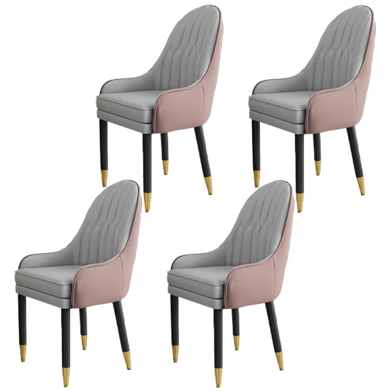 Scandinavian Style Metal Chairs Solid Back Arm Kitchen Dining Chair Set Gray-Pink 4 Piece Set Clearhalo ' kitchen&dining_furn' 'Dining Chairs' 'Dining Tables & Seating' 'dining_chair' 'furn' 'furn_dining_chair' 'Furniture' 'furniture_dining_chair' 'Kitchen & Dining Furniture' 'kitchen' 3999248