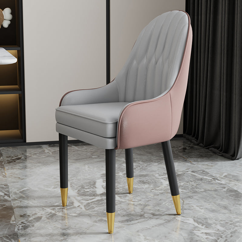 Scandinavian Style Metal Chairs Solid Back Arm Kitchen Dining Chair Set Gray-Pink 1 Piece Clearhalo ' kitchen&dining_furn' 'Dining Chairs' 'Dining Tables & Seating' 'dining_chair' 'furn' 'furn_dining_chair' 'Furniture' 'furniture_dining_chair' 'Kitchen & Dining Furniture' 'kitchen' 3999249
