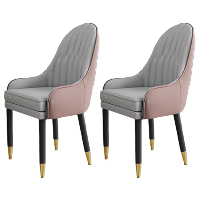 Scandinavian Style Metal Chairs Solid Back Arm Kitchen Dining Chair Set Gray-Pink 2 Piece Set Clearhalo ' kitchen&dining_furn' 'Dining Chairs' 'Dining Tables & Seating' 'dining_chair' 'furn' 'furn_dining_chair' 'Furniture' 'furniture_dining_chair' 'Kitchen & Dining Furniture' 'kitchen' 3999250