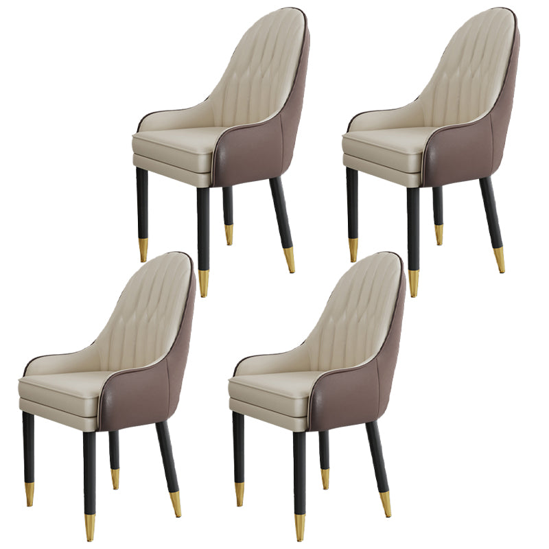 Scandinavian Style Metal Chairs Solid Back Arm Kitchen Dining Chair Set Coffee-White 4 Piece Set Clearhalo ' kitchen&dining_furn' 'Dining Chairs' 'Dining Tables & Seating' 'dining_chair' 'furn' 'furn_dining_chair' 'Furniture' 'furniture_dining_chair' 'Kitchen & Dining Furniture' 'kitchen' 3999251