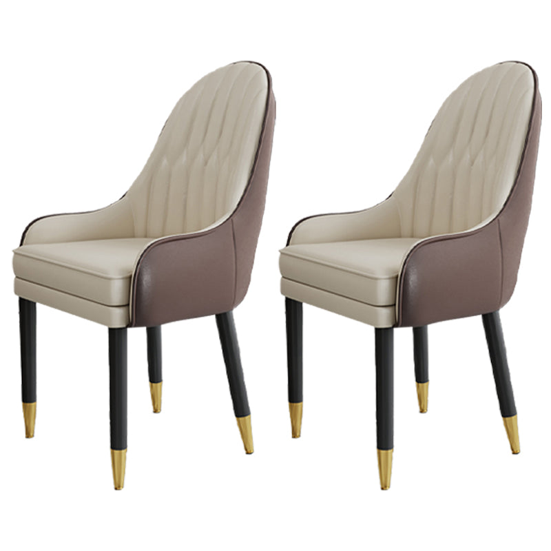 Scandinavian Style Metal Chairs Solid Back Arm Kitchen Dining Chair Set Coffee-White 2 Piece Set Clearhalo ' kitchen&dining_furn' 'Dining Chairs' 'Dining Tables & Seating' 'dining_chair' 'furn' 'furn_dining_chair' 'Furniture' 'furniture_dining_chair' 'Kitchen & Dining Furniture' 'kitchen' 3999253