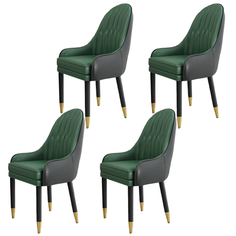 Scandinavian Style Metal Chairs Solid Back Arm Kitchen Dining Chair Set Green-Black 4 Piece Set Clearhalo ' kitchen&dining_furn' 'Dining Chairs' 'Dining Tables & Seating' 'dining_chair' 'furn' 'furn_dining_chair' 'Furniture' 'furniture_dining_chair' 'Kitchen & Dining Furniture' 'kitchen' 3999254