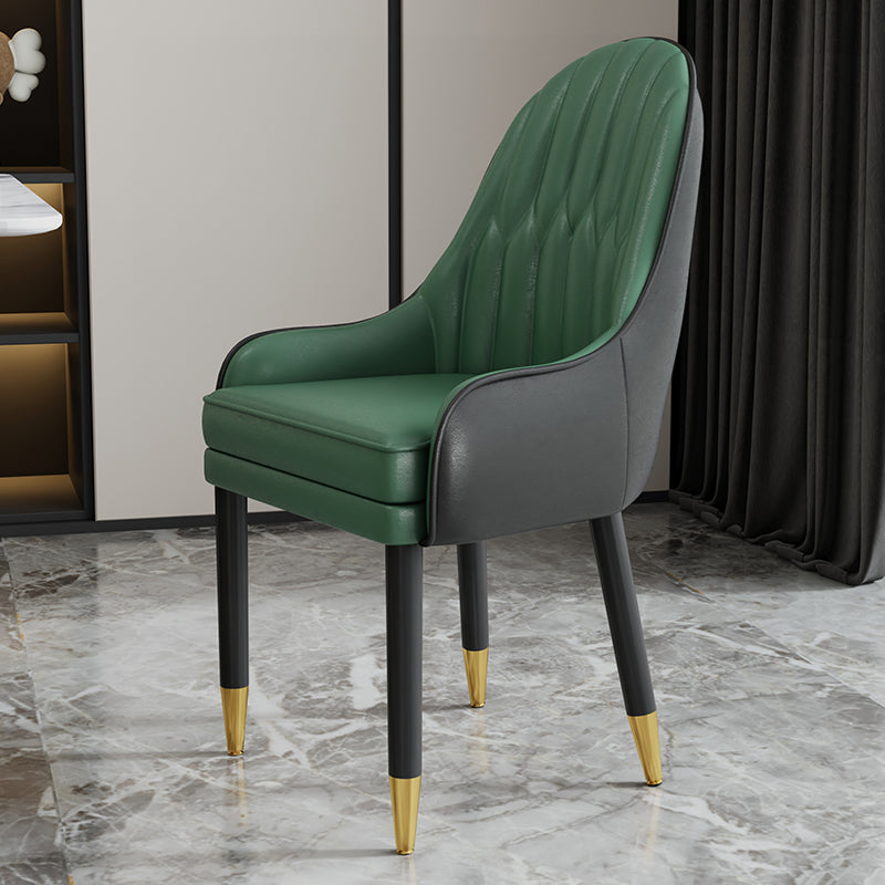 Scandinavian Style Metal Chairs Solid Back Arm Kitchen Dining Chair Set Green-Black 1 Piece Clearhalo ' kitchen&dining_furn' 'Dining Chairs' 'Dining Tables & Seating' 'dining_chair' 'furn' 'furn_dining_chair' 'Furniture' 'furniture_dining_chair' 'Kitchen & Dining Furniture' 'kitchen' 3999255