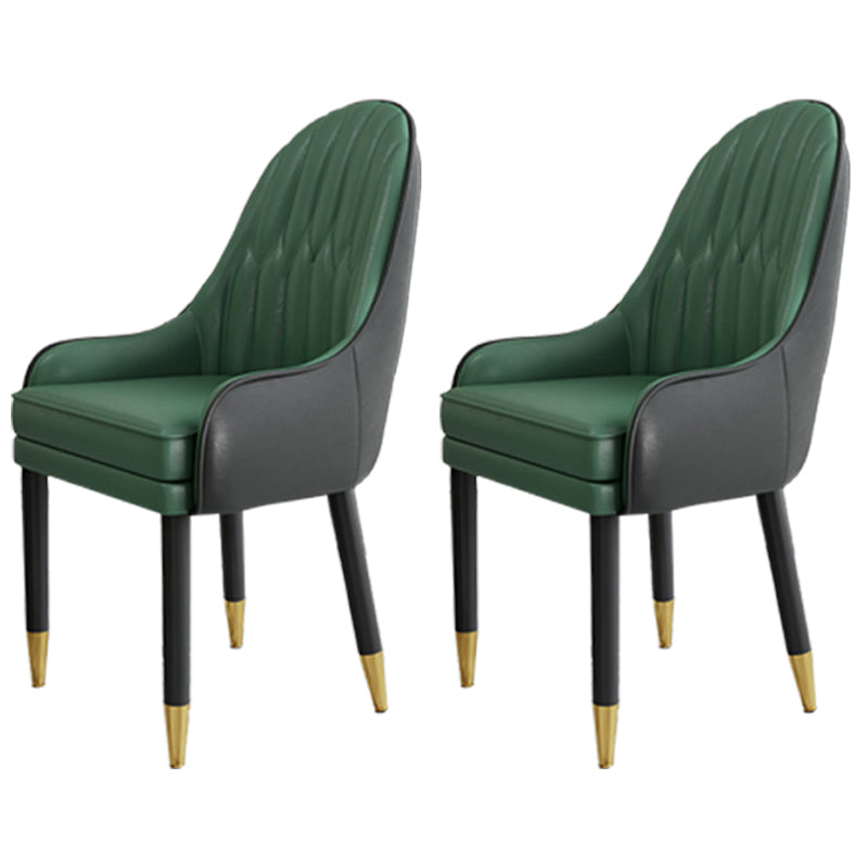 Scandinavian Style Metal Chairs Solid Back Arm Kitchen Dining Chair Set Green-Black 2 Piece Set Clearhalo ' kitchen&dining_furn' 'Dining Chairs' 'Dining Tables & Seating' 'dining_chair' 'furn' 'furn_dining_chair' 'Furniture' 'furniture_dining_chair' 'Kitchen & Dining Furniture' 'kitchen' 3999256
