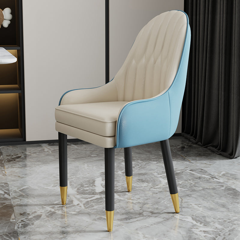 Scandinavian Style Metal Chairs Solid Back Arm Kitchen Dining Chair Set Lake Blue-White 1 Piece Clearhalo ' kitchen&dining_furn' 'Dining Chairs' 'Dining Tables & Seating' 'dining_chair' 'furn' 'furn_dining_chair' 'Furniture' 'furniture_dining_chair' 'Kitchen & Dining Furniture' 'kitchen' 3999261