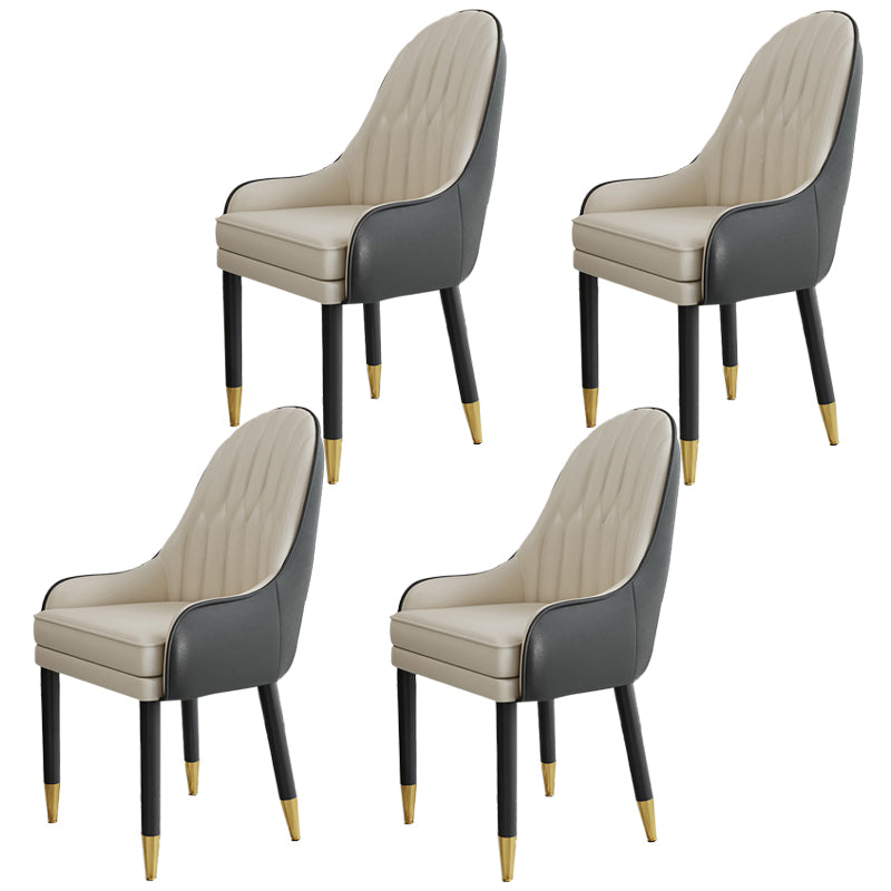 Scandinavian Style Metal Chairs Solid Back Arm Kitchen Dining Chair Set Black-White 4 Piece Set Clearhalo ' kitchen&dining_furn' 'Dining Chairs' 'Dining Tables & Seating' 'dining_chair' 'furn' 'furn_dining_chair' 'Furniture' 'furniture_dining_chair' 'Kitchen & Dining Furniture' 'kitchen' 3999263