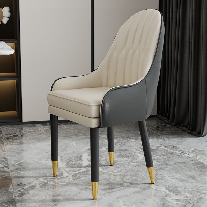 Scandinavian Style Metal Chairs Solid Back Arm Kitchen Dining Chair Set Black-White 1 Piece Clearhalo ' kitchen&dining_furn' 'Dining Chairs' 'Dining Tables & Seating' 'dining_chair' 'furn' 'furn_dining_chair' 'Furniture' 'furniture_dining_chair' 'Kitchen & Dining Furniture' 'kitchen' 3999264