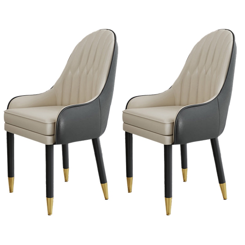 Scandinavian Style Metal Chairs Solid Back Arm Kitchen Dining Chair Set Black-White 2 Piece Set Clearhalo ' kitchen&dining_furn' 'Dining Chairs' 'Dining Tables & Seating' 'dining_chair' 'furn' 'furn_dining_chair' 'Furniture' 'furniture_dining_chair' 'Kitchen & Dining Furniture' 'kitchen' 3999265