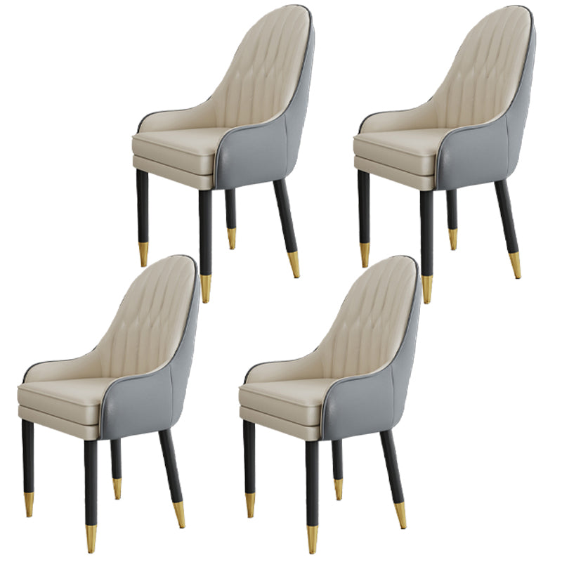 Scandinavian Style Metal Chairs Solid Back Arm Kitchen Dining Chair Set Gray-White 4 Piece Set Clearhalo ' kitchen&dining_furn' 'Dining Chairs' 'Dining Tables & Seating' 'dining_chair' 'furn' 'furn_dining_chair' 'Furniture' 'furniture_dining_chair' 'Kitchen & Dining Furniture' 'kitchen' 3999266