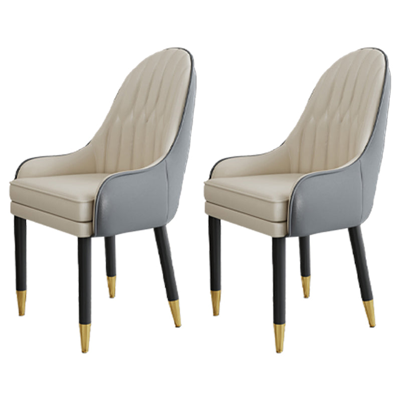 Scandinavian Style Metal Chairs Solid Back Arm Kitchen Dining Chair Set Gray-White 2 Piece Set Clearhalo ' kitchen&dining_furn' 'Dining Chairs' 'Dining Tables & Seating' 'dining_chair' 'furn' 'furn_dining_chair' 'Furniture' 'furniture_dining_chair' 'Kitchen & Dining Furniture' 'kitchen' 3999268