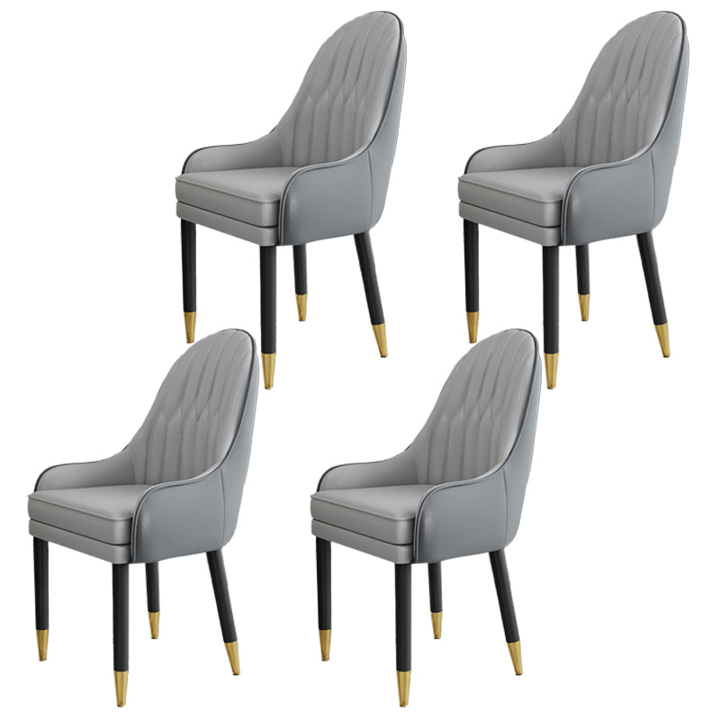 Scandinavian Style Metal Chairs Solid Back Arm Kitchen Dining Chair Set Grey 4 Piece Set Clearhalo ' kitchen&dining_furn' 'Dining Chairs' 'Dining Tables & Seating' 'dining_chair' 'furn' 'furn_dining_chair' 'Furniture' 'furniture_dining_chair' 'Kitchen & Dining Furniture' 'kitchen' 3999269