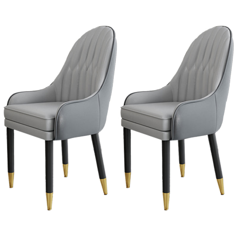 Scandinavian Style Metal Chairs Solid Back Arm Kitchen Dining Chair Set Grey 2 Piece Set Clearhalo ' kitchen&dining_furn' 'Dining Chairs' 'Dining Tables & Seating' 'dining_chair' 'furn' 'furn_dining_chair' 'Furniture' 'furniture_dining_chair' 'Kitchen & Dining Furniture' 'kitchen' 3999271