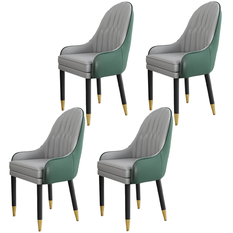 Scandinavian Style Metal Chairs Solid Back Arm Kitchen Dining Chair Set Gray-Green 4 Piece Set Clearhalo ' kitchen&dining_furn' 'Dining Chairs' 'Dining Tables & Seating' 'dining_chair' 'furn' 'furn_dining_chair' 'Furniture' 'furniture_dining_chair' 'Kitchen & Dining Furniture' 'kitchen' 3999272