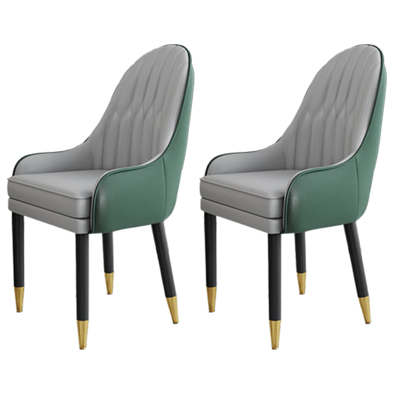Scandinavian Style Metal Chairs Solid Back Arm Kitchen Dining Chair Set Gray-Green 2 Piece Set Clearhalo ' kitchen&dining_furn' 'Dining Chairs' 'Dining Tables & Seating' 'dining_chair' 'furn' 'furn_dining_chair' 'Furniture' 'furniture_dining_chair' 'Kitchen & Dining Furniture' 'kitchen' 3999274