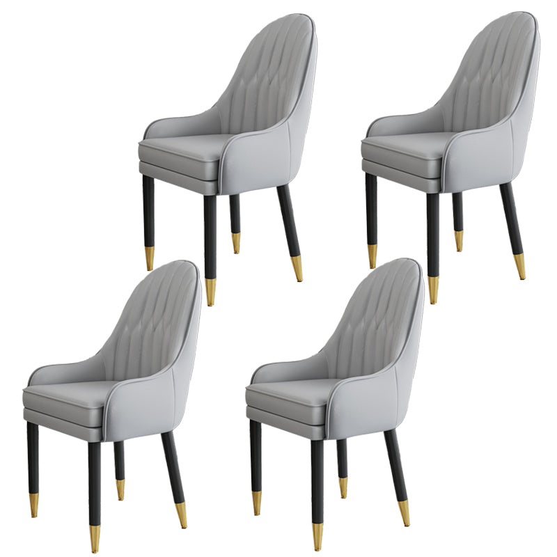 Scandinavian Style Metal Chairs Solid Back Arm Kitchen Dining Chair Set Light Gray 4 Piece Set Clearhalo ' kitchen&dining_furn' 'Dining Chairs' 'Dining Tables & Seating' 'dining_chair' 'furn' 'furn_dining_chair' 'Furniture' 'furniture_dining_chair' 'Kitchen & Dining Furniture' 'kitchen' 3999278