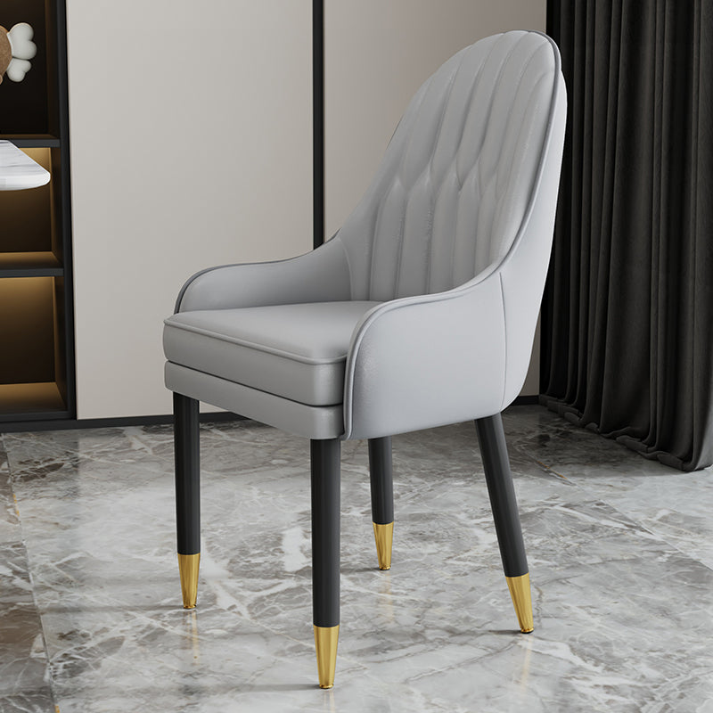 Scandinavian Style Metal Chairs Solid Back Arm Kitchen Dining Chair Set Light Gray 1 Piece Clearhalo ' kitchen&dining_furn' 'Dining Chairs' 'Dining Tables & Seating' 'dining_chair' 'furn' 'furn_dining_chair' 'Furniture' 'furniture_dining_chair' 'Kitchen & Dining Furniture' 'kitchen' 3999279