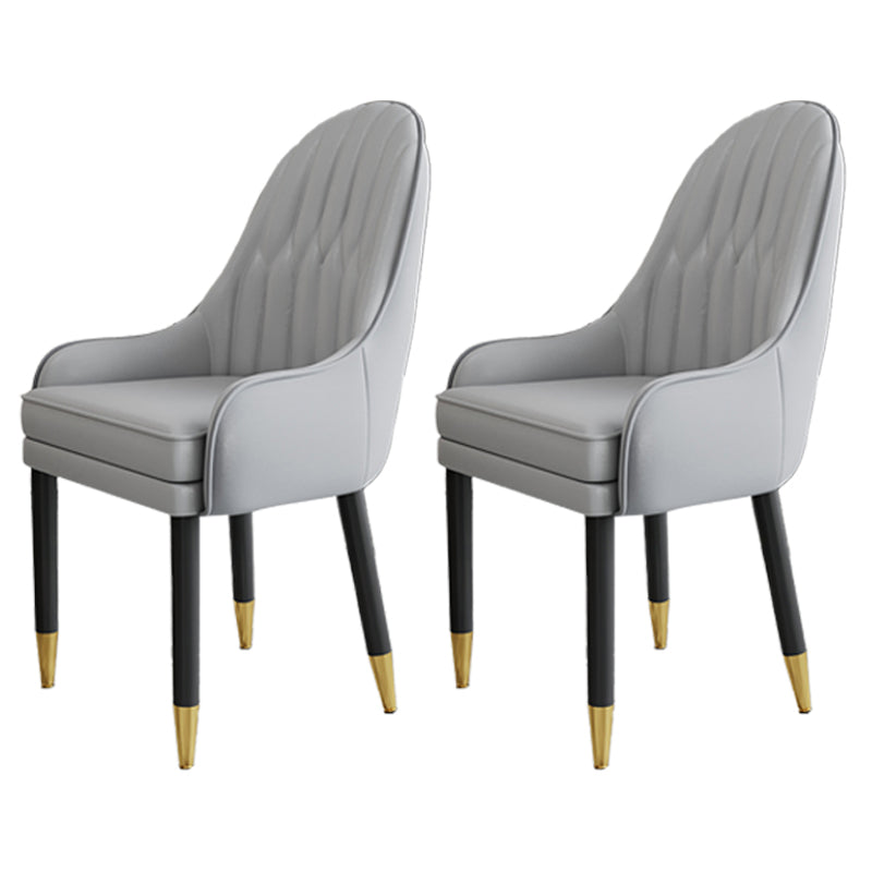 Scandinavian Style Metal Chairs Solid Back Arm Kitchen Dining Chair Set Light Gray 2 Piece Set Clearhalo ' kitchen&dining_furn' 'Dining Chairs' 'Dining Tables & Seating' 'dining_chair' 'furn' 'furn_dining_chair' 'Furniture' 'furniture_dining_chair' 'Kitchen & Dining Furniture' 'kitchen' 3999280