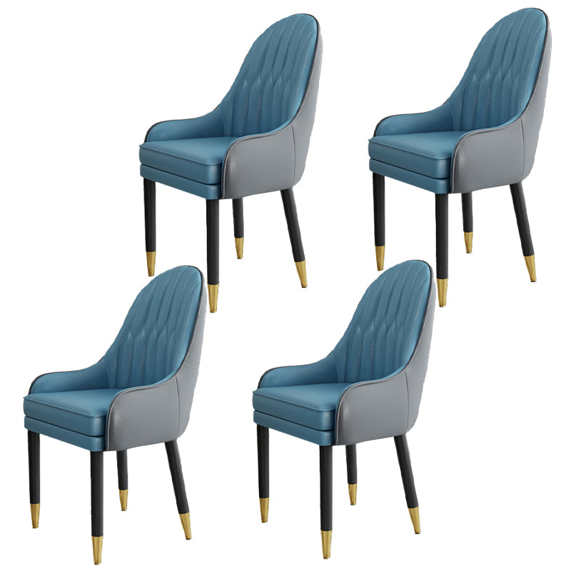 Scandinavian Style Metal Chairs Solid Back Arm Kitchen Dining Chair Set Blue-Gray 4 Piece Set Clearhalo ' kitchen&dining_furn' 'Dining Chairs' 'Dining Tables & Seating' 'dining_chair' 'furn' 'furn_dining_chair' 'Furniture' 'furniture_dining_chair' 'Kitchen & Dining Furniture' 'kitchen' 3999281