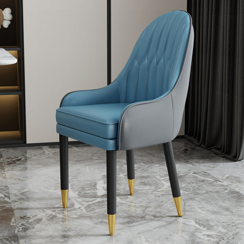 Scandinavian Style Metal Chairs Solid Back Arm Kitchen Dining Chair Set Blue-Gray 1 Piece Clearhalo ' kitchen&dining_furn' 'Dining Chairs' 'Dining Tables & Seating' 'dining_chair' 'furn' 'furn_dining_chair' 'Furniture' 'furniture_dining_chair' 'Kitchen & Dining Furniture' 'kitchen' 3999282